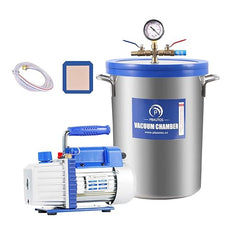 9 Gallon Tempered Glass Vacuum Chamber with 5 CFM 1/3HP Single Stage Vacuum Pump Without Oil, 33L St