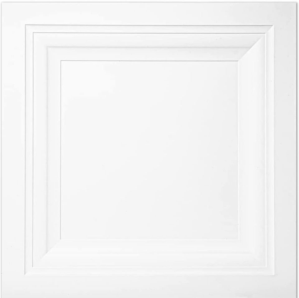 Art3d 12-Pack Square white Drop Ceiling Tile 2ft x 2ft, PVC Ceiling Panel 24 x 24in.