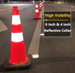 BESEA (8 Cones) Orangeplas Orange PVC Safety Traffic Cones- 28’ Base