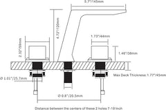 Bathroom Faucet 3 Hole with Double Handles