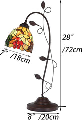 Bieye L10763 Grape Tiffany Style Stained Glass Table Lamp with Grapevine Decorated Base, 28.5 inches