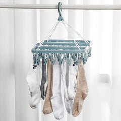 Foldable Laundry Hanger Clothes Drying Rack with 32 Clips, Clip and Drip Hanger for Clothes Underwea