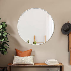 Heymirro Round Bathroom Mirror 24 Inch Wall Mirrors with Silver