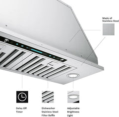 IKTCH 30 inch Built-in/Insert Range Hood 900 CFM