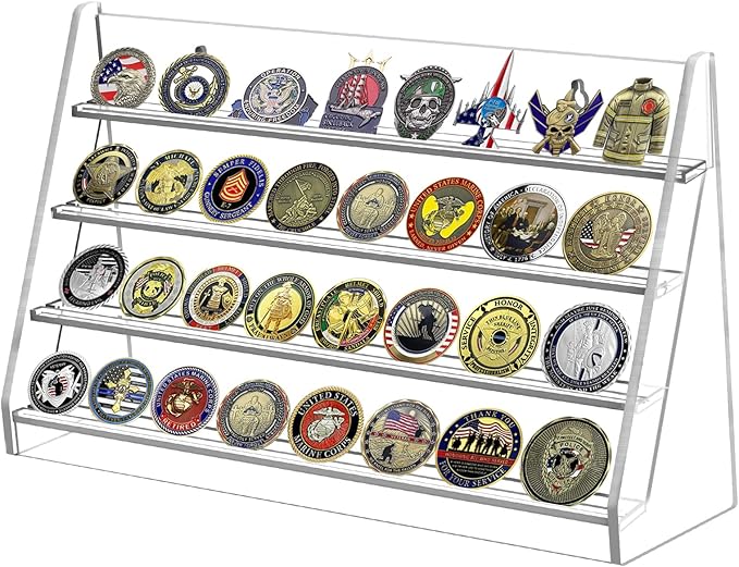 Koluti 4 Rows Challenge Coin Holder Display Stand