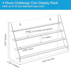 Koluti 4 Rows Challenge Coin Holder Display Stand