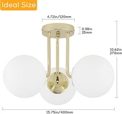 Modern Gold 3-Light Ceiling Light