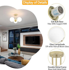 Modern Gold 3-Light Ceiling Light