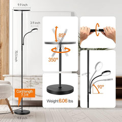 OUTON LED Floor Lamp with Adjustable Reading Lamp