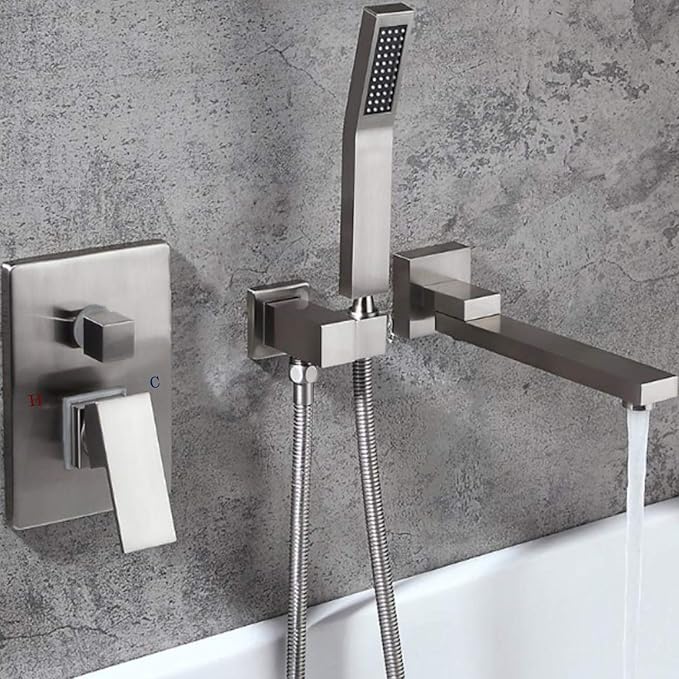 RBROHANT Wall Mounted Bathtub Faucet with Hand Shower