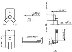 RBROHANT Wall Mounted Bathtub Faucet with Hand Shower