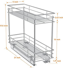 ROOMTEC Pull Out Cabinet Organizer for Narrow Cabinet (5" W X 21" D)