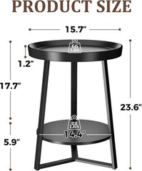 Round End Table with Storage Shelf