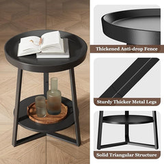 Round End Table with Storage Shelf