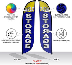 Self Storage Feather Flag Complete Set with Poles & Ground Spike