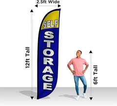 Self Storage Feather Flag Complete Set with Poles & Ground Spike