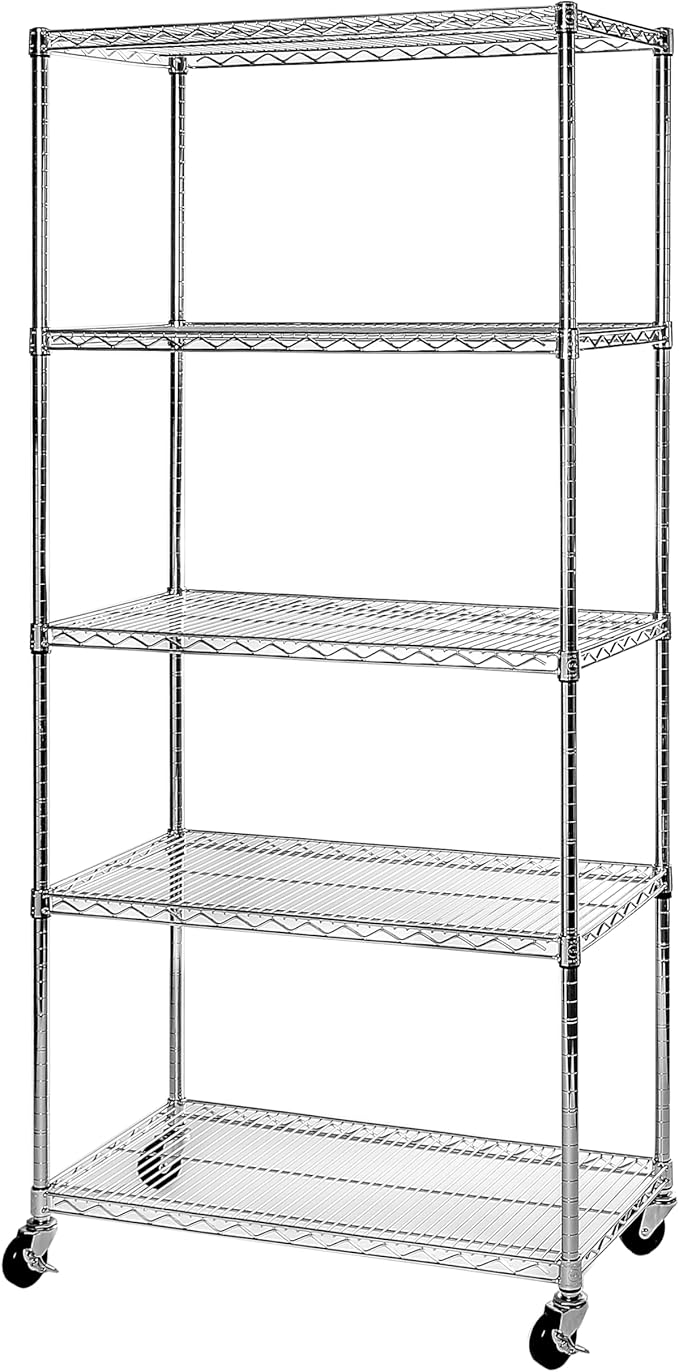 Seville Classics UltraDurable Heavy Duty 5 Tier NSF Solid Steel Wire Rack