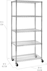 Seville Classics UltraDurable Heavy Duty 5 Tier NSF Solid Steel Wire Rack