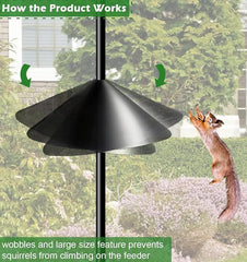 Squirrel Proof Baffle for Protecting Outside Pole Bird Feeders and Bird Houses