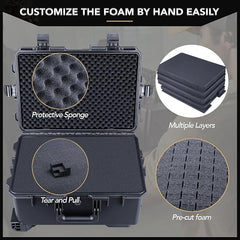 Waterproof Hard Case with Wheel and Customizable Foam