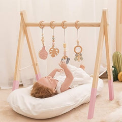 Wooden Baby Gym with 4 Toys