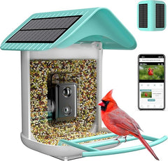 Smart Bird Feeder with Camera, Free AI to Identify 11000+ Bird Species, Solar Panels Bird Video & Mo