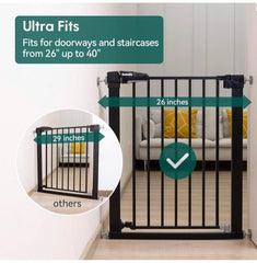 BABELIO 26-40 Inch Easy Install Extra Wide Pressure Mounted Metal Baby Gate black