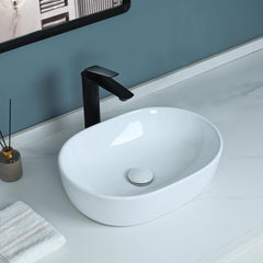 Bathivy 21.5'' x 16'' Oval Bathroom Sink with Pop Up Drain