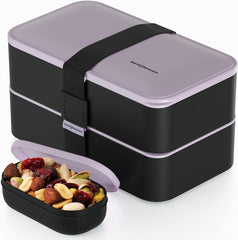 Bentoheaven Premium Bento Box Adult Lunch Box with 2 Compartments (40oz), Cutlery & Set of Chopstick