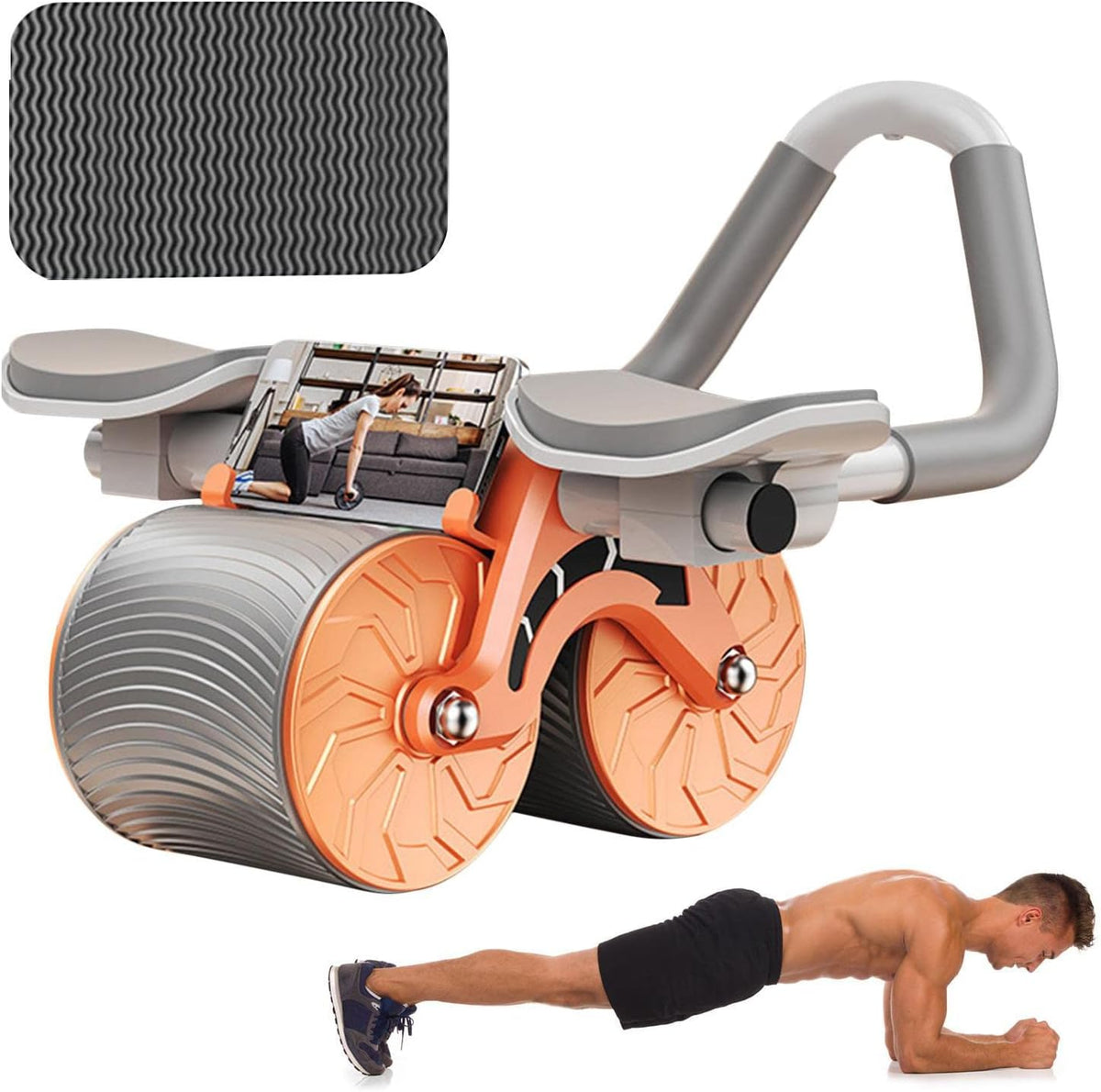 Elbow Support Rebound Abdominal Wheel, Automatic Rebound Abdominal Wheel, Fitness Abs Trainer Roller