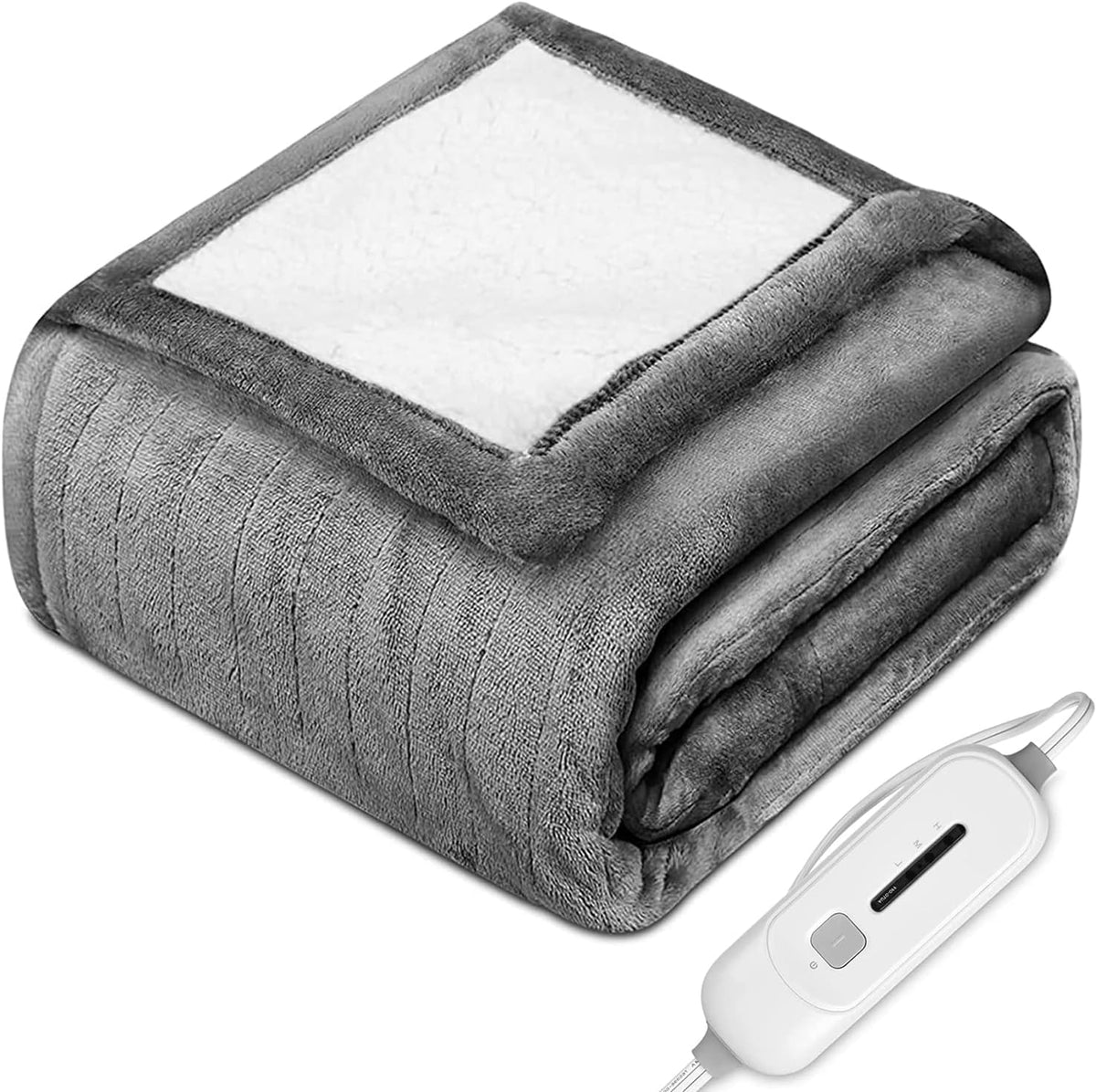 Electric Heated Blanket Throw, Full Body Size Soft Flannel Sherpa Fast Heating Blanket for Winter Co