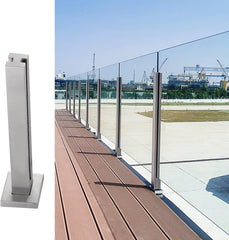 Glass Balustrade Post 25.6" Middle Post, 304 Stainless Steel Glass Railing Post with Spigot Slots