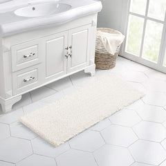 Large Bathroom Rug (24 x 60, Ivory) Extra Soft and Absorbent Shaggy