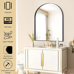 Arched Mirror, 30x40 Inch Black