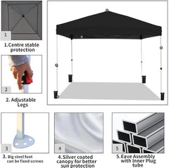 Northroad 10x10ft Pop Up Canopy - Black