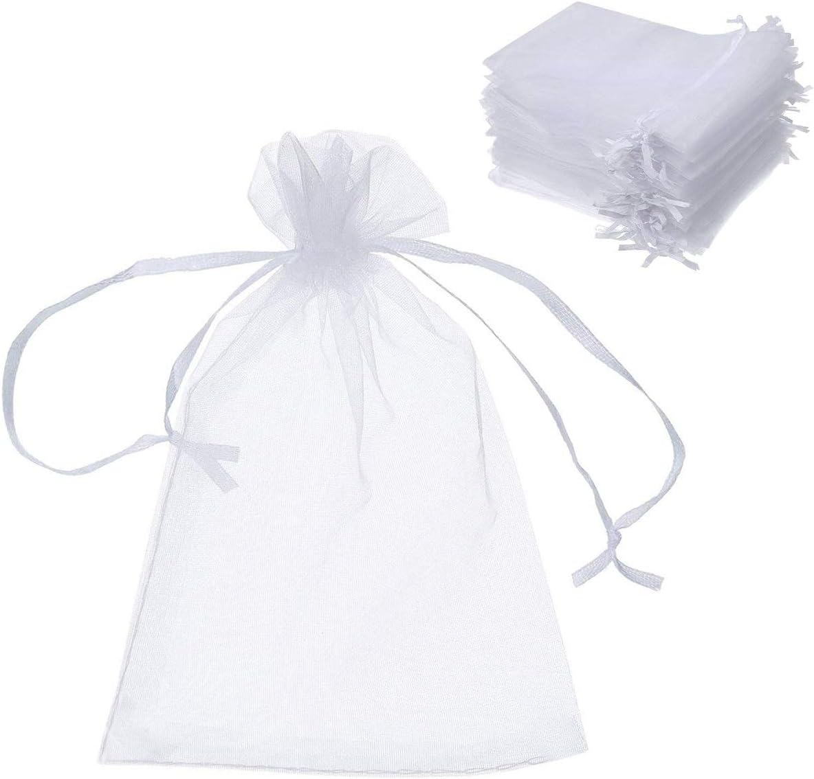 50pc Organza Bags 4x6 - Small Organza Sachet Jewelry Gift Favor Bags Drawstring Mesh Bags