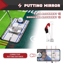 SAPLIZE Two-Speed Golf Putting Practice Mat with Putting Alignment Mirror