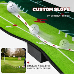 SAPLIZE Two-Speed Golf Putting Practice Mat with Putting Alignment Mirror