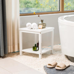 Shower Corner Bamboo Bench with Shelf Corner Seat