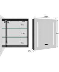 sogesfurniture Modern Medicine Cabinet with Adjustable LED Lighting, 20''X26'' Bathroom Mirror